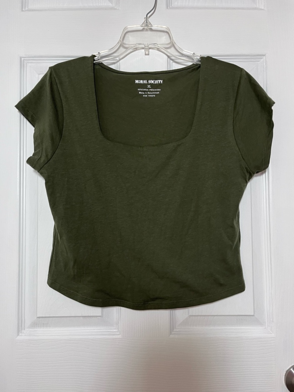 Moral Society Square Neck Olive Crop Top